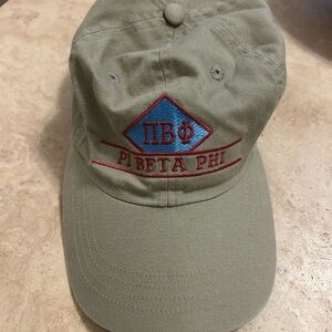 Phi Beta Phi Khaki Baseball Cap with Red and Blue Embroidery
